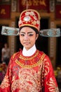 Face of a beautiful chinese opera actress with face painting, Portrait orientation, Close-up, blurred backgrounds. Trat Province,